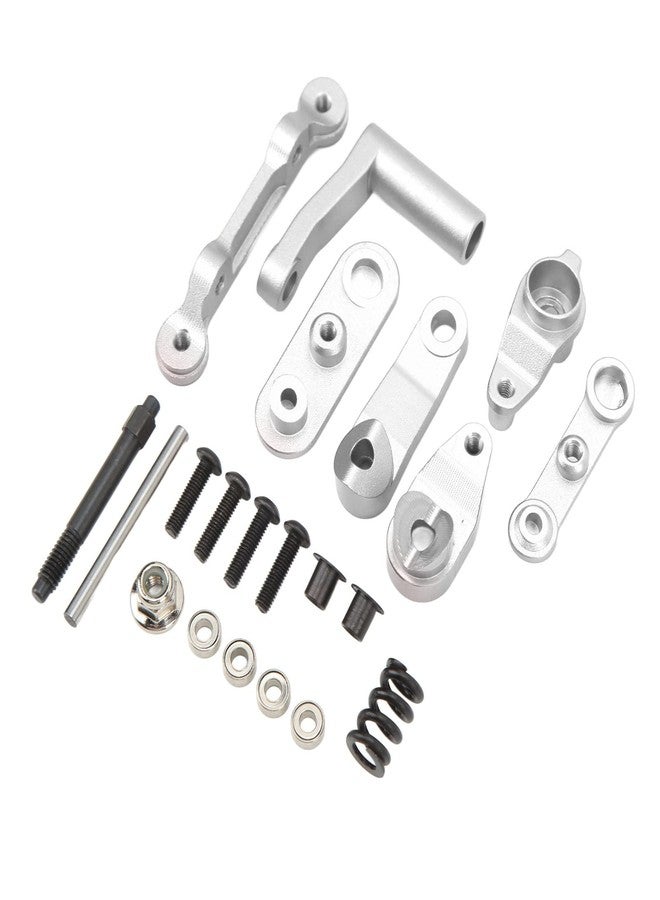 Jauarta RC Steering Assembly Aluminum Alloy Upgrade Part RC Steering Bellcrank Set for LOSI Baja Rey Rock Rey 1/10 RC Cars (Silver) - Image 1